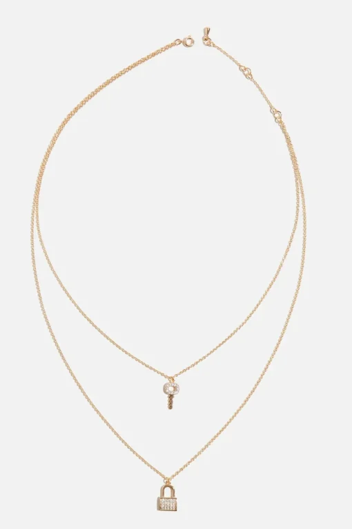 Dynamite Key & Lock Pave Necklace White Hot