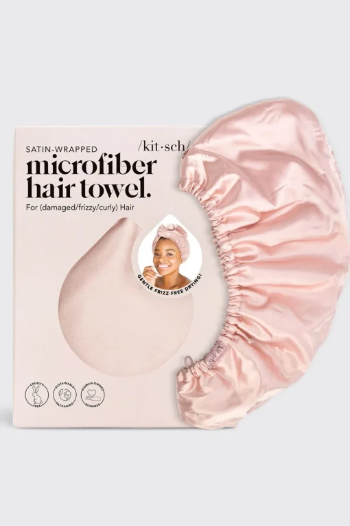 Dynamite KITSCH | Satin Wrapped Hair Towel Pink Clearance