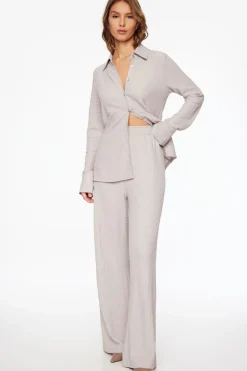 Dynamite Knit Popcorn Textured Wide Leg Pant Grey Outlet