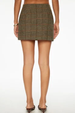 Dynamite Kylie Plaid Mini Skirt Brown Clearance