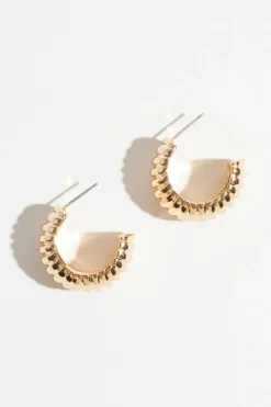 Dynamite Large Ribbed Hoop Earrings Yellow New