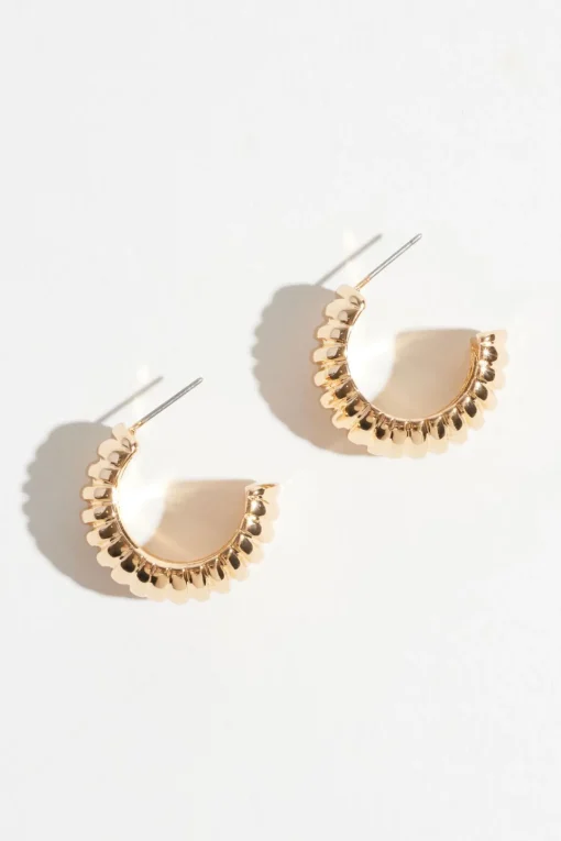 Dynamite Large Ribbed Hoop Earrings Yellow New