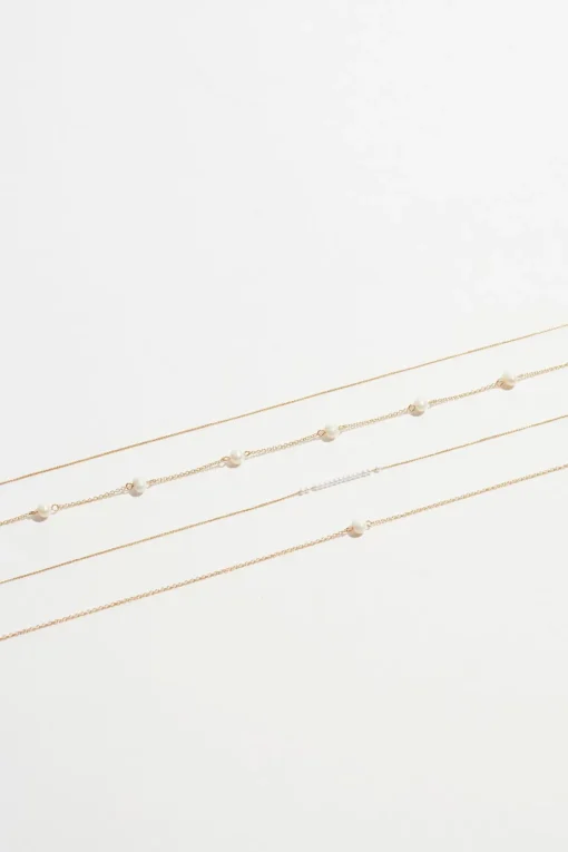 Dynamite Layered Delicate Pearl Necklace White Clearance