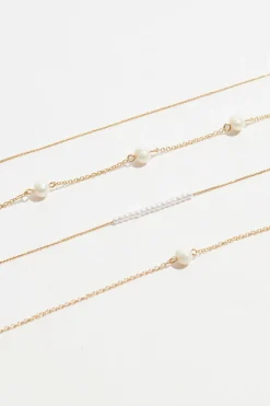 Dynamite Layered Delicate Pearl Necklace White Clearance