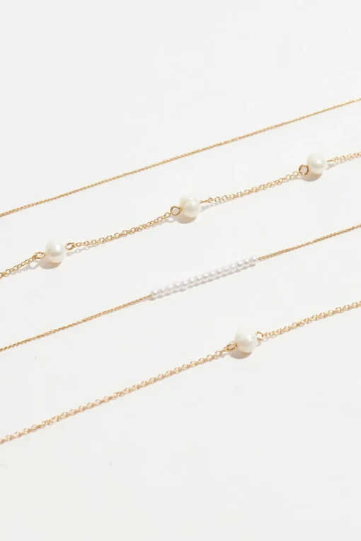 Dynamite Layered Delicate Pearl Necklace White Clearance