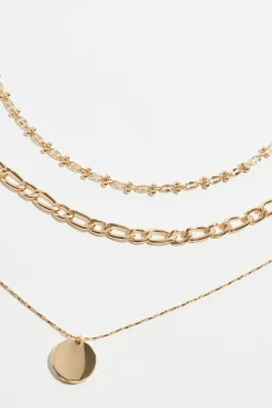 Dynamite Layered Diamond Cut Pendant Necklace Yellow New