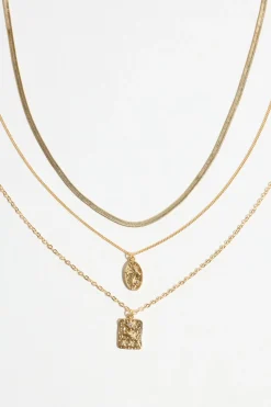 Dynamite Layered Flower & Sunrise Medallion Necklace White Hot
