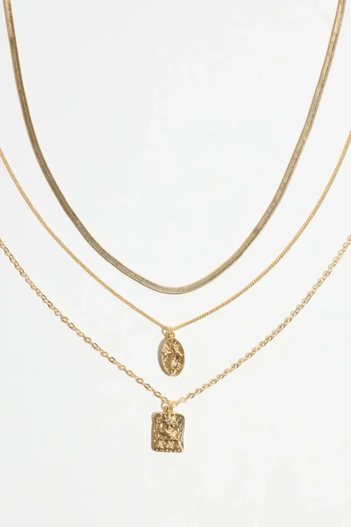Dynamite Layered Flower & Sunrise Medallion Necklace White Hot