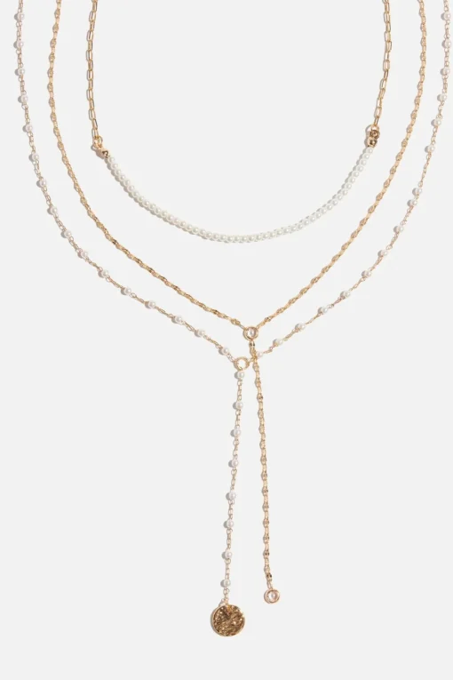 Dynamite Layered Mini Pearl Y-Neck Necklace White Hot
