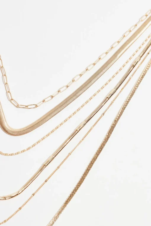 Dynamite Layered Textured Chain Round Necklace Yellow Cheap