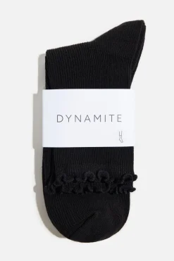 Dynamite Lettuce Edge Crew Socks Black Sale