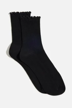 Dynamite Lettuce Edge Crew Socks Black Sale