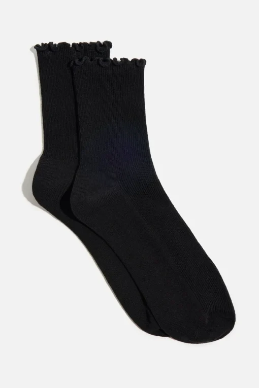 Dynamite Lettuce Edge Crew Socks Black Sale