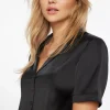 Dynamite Lexie Satin Shirt Black Discount