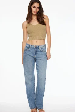 Dynamite Linen Crop Knit Tank Top Brown Shop