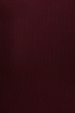 Dynamite Long Sleeve Ribbed Corset Top Burgundy New