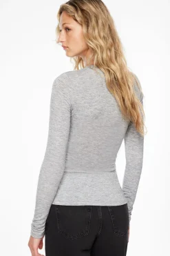 Dynamite Long Sleeve Twist Front Top Grey New