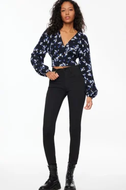 Dynamite Long Sleeve V-Neck Blouse Blue New