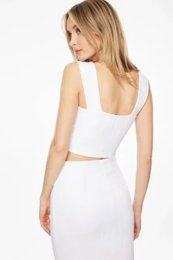 Dynamite Lota Textured Square Neck Crop Top White Clearance