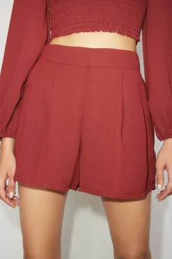 Dynamite Mabel Flowy Shorts Burgundy Flash Sale