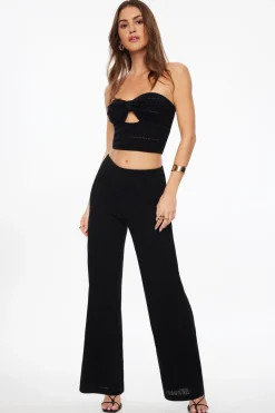 Dynamite Malika Crochet Wide Leg Pants Black Cheap