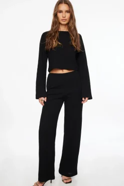 Dynamite Malika Crochet Wide Leg Pants Black Cheap