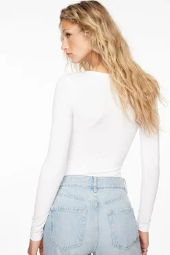Dynamite Maren Sculpt Square Neck Bodysuit White Fashion