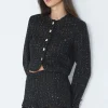 Dynamite Margaux Metallic Tweed Cropped Blazer Black Hot