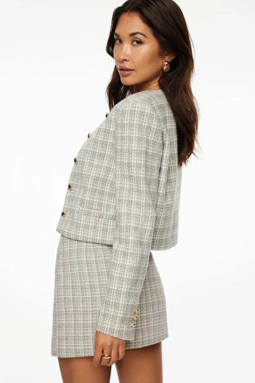 Dynamite Margaux Tweed Blazer Blue Store