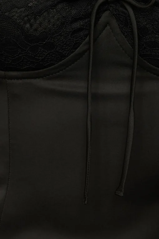 Dynamite Marine Lace Satin Bustier Black Shop
