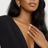 Dynamite Micro Pavé Line Huggie Earrings White Best Sale