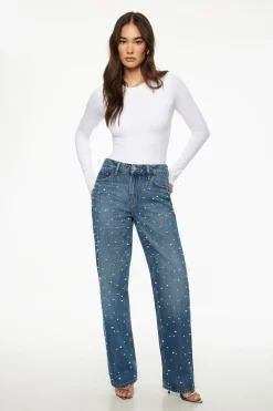 Dynamite Mika Pearl Relaxed Straight Jeans Blue Outlet