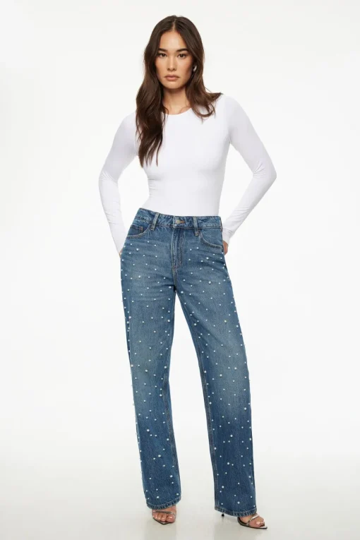 Dynamite Mika Pearl Relaxed Straight Jeans Blue Outlet