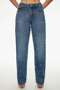 Dynamite Mika Pearl Relaxed Straight Jeans Blue Outlet