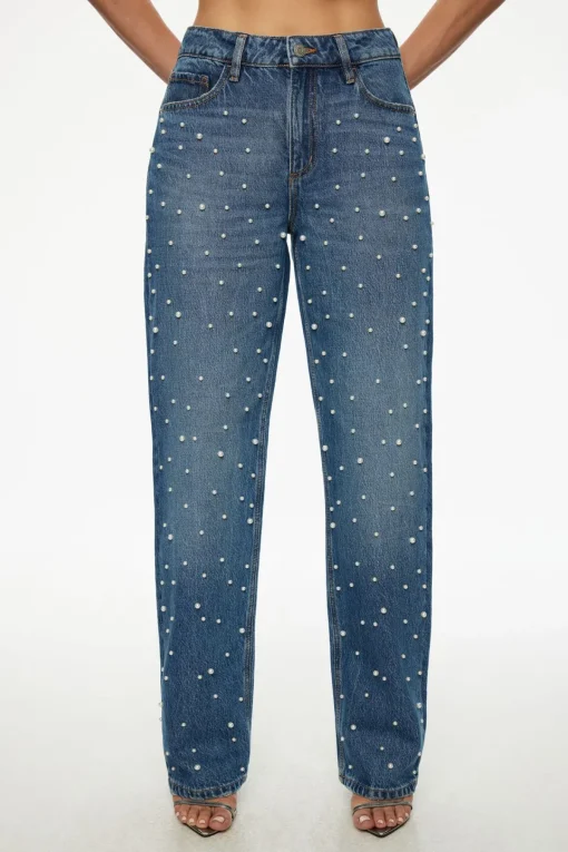 Dynamite Mika Pearl Relaxed Straight Jeans Blue Outlet