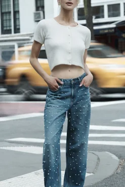 Dynamite Mika Pearl Relaxed Straight Jeans Blue Outlet