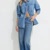 Dynamite Mika Rhinestone Fringe Relaxed Straight Jeans Blue Shop