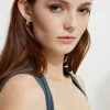 Dynamite Mini Chain Gem Huggie Earrings White Clearance
