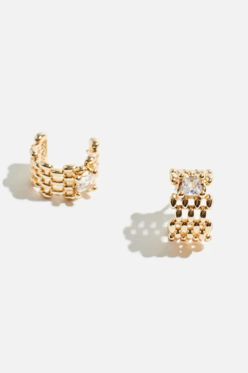 Dynamite Mini Chain Gem Huggie Earrings White Clearance