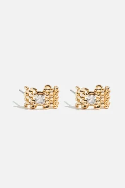 Dynamite Mini Chain Gem Huggie Earrings White Clearance