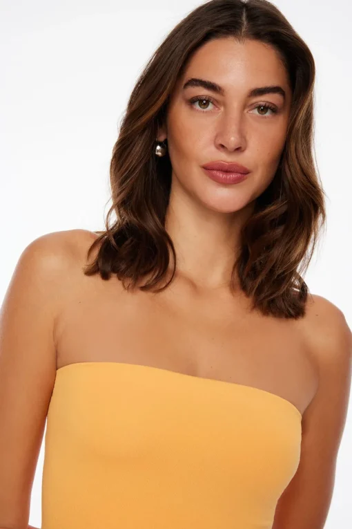 Dynamite Mix Media Maxi Tube Dress Orange Fashion