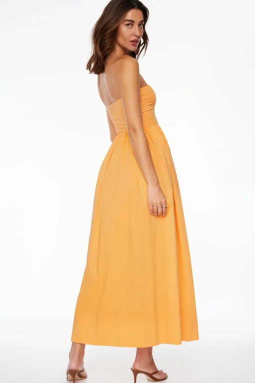 Dynamite Mix Media Maxi Tube Dress Orange Fashion