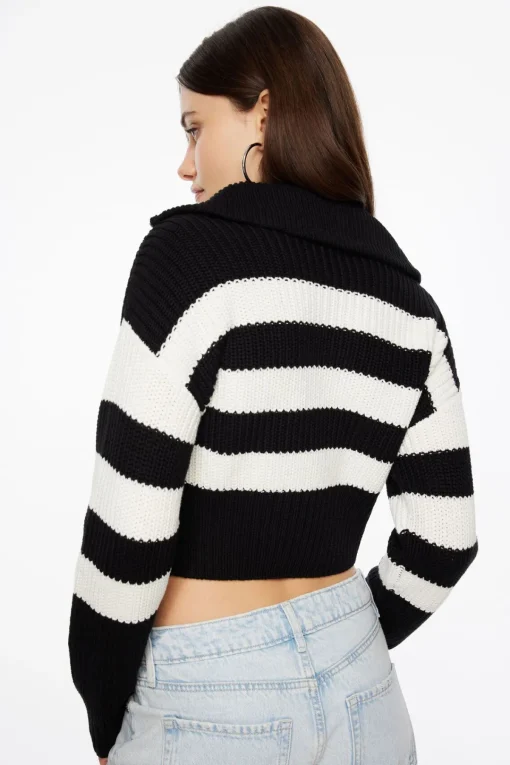 Dynamite Mock Neck Zip Sweater Black Cheap