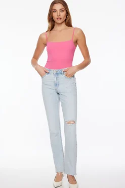 Dynamite Mylah Sculpt Open Back Bodysuit Pink Fashion