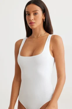 Dynamite Nessa Sculpt Sleeveless Bodysuit White Outlet