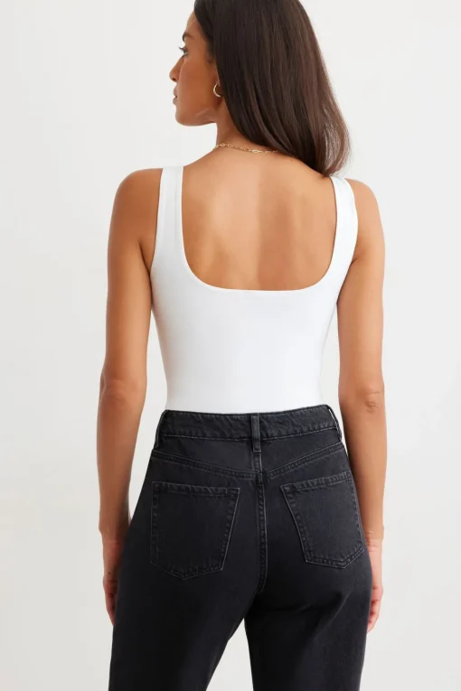 Dynamite Nessa Sculpt Sleeveless Bodysuit White Outlet