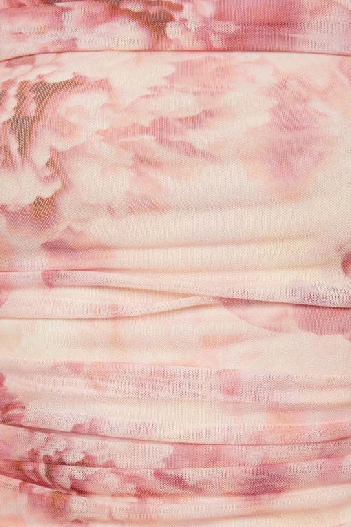 Dynamite Off Shoulder Floral Mesh Top Pink Online