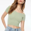 Dynamite Off Shoulder Knit Top Green Flash Sale