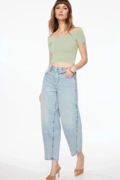 Dynamite Off Shoulder Knit Top Green Flash Sale