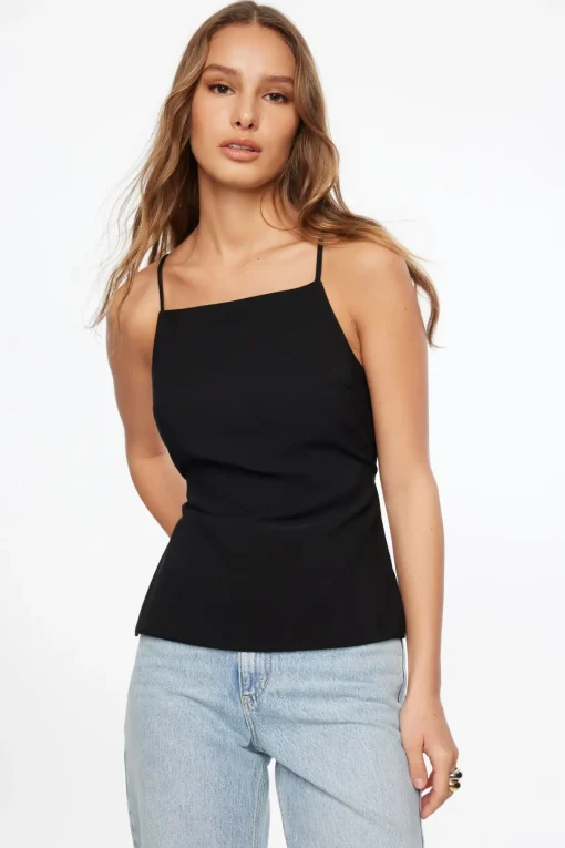 Dynamite Open Back Apron Top Black Best Sale